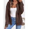 imageSHEWIN Womens Zip Up Hoodies Oversized Sweatshirt Fall Fashion Outfits 2025 Casual Waffle Hooded JacketsBrown