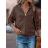 imageSHEWIN Womens Zip Up Hoodies Oversized Sweatshirt Fall Fashion Outfits 2025 Casual Waffle Hooded JacketsBrown