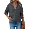 imageSHEWIN Womens Zip Up Hoodies Oversized Sweatshirt Fall Fashion Outfits 2025 Casual Waffle Hooded JacketsDark Grey