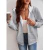 imageSHEWIN Womens Zip Up Hoodies Oversized Sweatshirt Fall Fashion Outfits 2025 Casual Waffle Hooded JacketsGrey