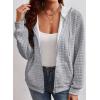 imageSHEWIN Womens Zip Up Hoodies Oversized Sweatshirt Fall Fashion Outfits 2025 Casual Waffle Hooded JacketsGrey