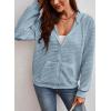 imageSHEWIN Womens Zip Up Hoodies Oversized Sweatshirt Fall Fashion Outfits 2025 Casual Waffle Hooded JacketsLight Blue