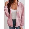 imageSHEWIN Womens Zip Up Hoodies Oversized Sweatshirt Fall Fashion Outfits 2025 Casual Waffle Hooded JacketsPink