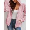 imageSHEWIN Womens Zip Up Hoodies Oversized Sweatshirt Fall Fashion Outfits 2025 Casual Waffle Hooded JacketsPink