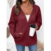 imageSHEWIN Womens Zip Up Hoodies Oversized Sweatshirt Fall Fashion Outfits 2025 Casual Waffle Hooded JacketsRed