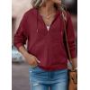 imageSHEWIN Womens Zip Up Hoodies Oversized Sweatshirt Fall Fashion Outfits 2025 Casual Waffle Hooded JacketsRed