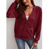 imageSHEWIN Womens Zip Up Hoodies Oversized Sweatshirt Fall Fashion Outfits 2025 Casual Waffle Hooded JacketsRed