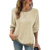 imageSHEWIN Women Color Block Patchwork Sweatshirt 2025 Fall Pullover Oversized TopsApricot
