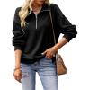 imageSHEWIN Womens Casual Long Sleeve Half Zip Sweatshirt Loose Pullover Tops Fall Fashion 2025 Quarter Zipper HoodiesBlack