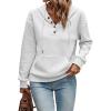 imageSHEWIN Womens Hoodies Casual Long Sleeve Quilted Half Button Drop Shoulder Pullover Tops Loose Drawstring Hooded SweatshirtWhite