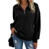 imageSHEWIN Womens Sweatshirt Casual Long Sleeve Half Zip Pullover Lightweight Sweatshirts Tops Fall Fashion Outfits 2025Black