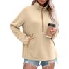 imageSHEWIN Womens Sweatshirt Lightweight Mock Neck sweatshirt Sweatshirts for Women Half Zip Pullover Fall Clothes for Women 2025Beige