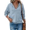 imageSHEWIN Womens Zip Up Hoodies Oversized Sweatshirt Fall Fashion Outfits 2025 Casual Waffle Hooded JacketsLight Blue