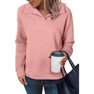 imageSHEWIN Fall Women Sweatshit Spring Lightweight Pullover ShirtsPink