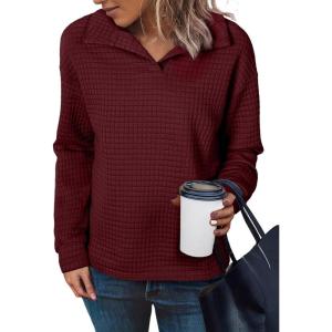 imageSHEWIN Fall Women Sweatshit Spring Lightweight Pullover ShirtsRed