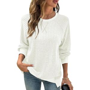 imageSHEWIN Women Color Block Patchwork Sweatshirt 2025 Fall Pullover Oversized TopsWhite