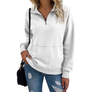 imageSHEWIN Womens Sweatshirt Casual Long Sleeve Half Zip Pullover Lightweight Sweatshirts Tops Fall Fashion Outfits 2025White