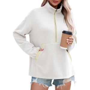 imageSHEWIN Womens Sweatshirt Lightweight Mock Neck sweatshirt Sweatshirts for Women Half Zip Pullover Fall Clothes for Women 2025White