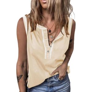 imageSHEWIN Tank Tops for Women 2025 Causal Sleeveless V Neck T Shirts Womens Summer TopsA1apricot