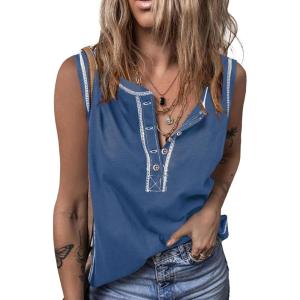 imageSHEWIN Tank Tops for Women 2025 Causal Sleeveless V Neck T Shirts Womens Summer TopsA1ashleigh Blue