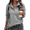 imageSHEWIN Womens Casual Long Sleeve Stand Neck Sweatshirt Lightweight Button Drawstring Pullover TopsB Gray