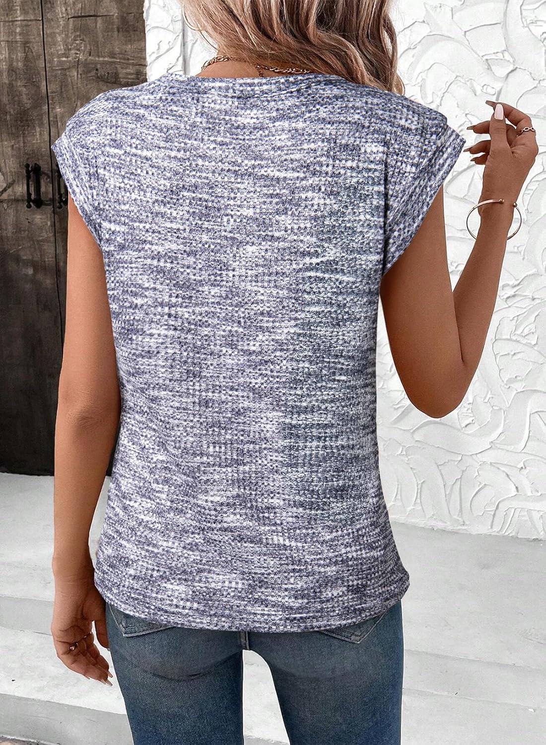 imageSHEWIN Summer Women Dressy Lightweight Tops Waffle Knit Multicolor Fabric ShirtsGray