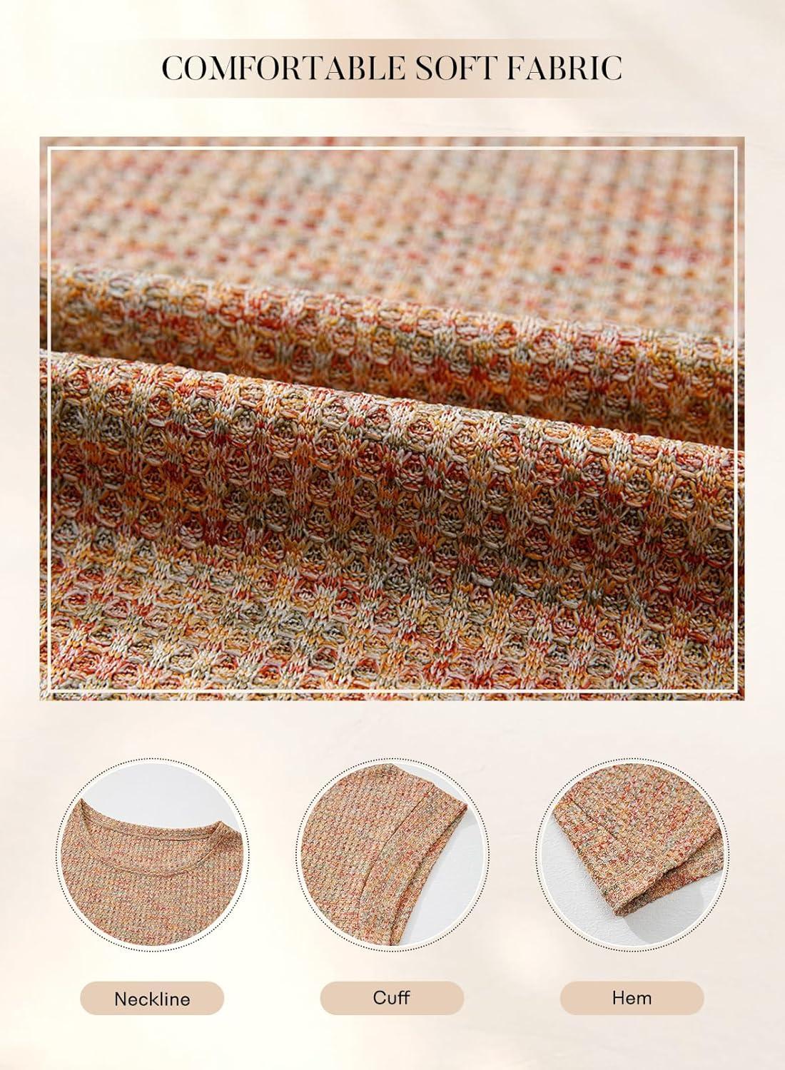 imageSHEWIN Summer Women Dressy Lightweight Tops Waffle Knit Multicolor Fabric ShirtsMulticolour