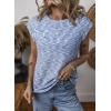 imageSHEWIN Summer Women Dressy Lightweight Tops Waffle Knit Multicolor Fabric ShirtsDark Blue