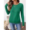 imageSHEWIN Womens Sweaters 2025 Casual Crewneck Long Sleeve Lightweight Knit Pullover Sweater Tops Fall ClothesDark Green