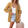 imageSHEWIN Womens Oversized Open Front Cardigan Sweaters Long Lantern Sleeve Button Knit Chunky Sweater Outerwear CoatsCamel