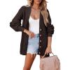 imageSHEWIN Womens Oversized Open Front Cardigan Sweaters Long Lantern Sleeve Button Knit Chunky Sweater Outerwear CoatsDark Brown