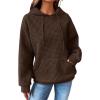 imageSHEWIN Womens Hoodies Casual Long Sleeve Drawstring Waffle Pullover Tops Loose Hooded Sweatshirt with PocketBbrown