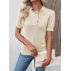 image:imageSHEWIN Women Short Sleeve Sweater Ruffle Dressy Business Casual Tops 2026Beige