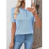 image:imageSHEWIN Women Short Sleeve Sweater Ruffle Dressy Business Casual Tops 2026Blue