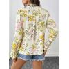 image:imageSHEWIN Womens Blouses Casual V Neck Long Sleeve Floral Print Chiffon Crochet Trim Tops ShirtsFloral Green