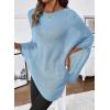 image:imageSHEWIN Womens Sheer Knit Poncho Crochet Summer Tops See Through Mesh Spring Sweaters Beach Cover Ups for Women 2026Beau Blue