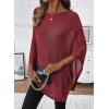 image:imageSHEWIN Womens Sheer Knit Poncho Crochet Summer Tops See Through Mesh Spring Sweaters Beach Cover Ups for Women 2026Burgundy