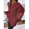 image:imageSHEWIN Womens Sheer Knit Poncho Crochet Summer Tops See Through Mesh Spring Sweaters Beach Cover Ups for Women 2026Burgundy