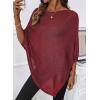 image:imageSHEWIN Womens Sheer Knit Poncho Crochet Summer Tops See Through Mesh Spring Sweaters Beach Cover Ups for Women 2026Burgundy
