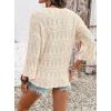 image:imageSHEWIN Womens Spring Tops Crochet 34 Length Sleeve Pullover Sweater Oversized Summer Shirts Trendy Beach Vacation ClothesBeige