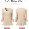 image:imageSHEWIN Womens Spring Tops Crochet 34 Length Sleeve Pullover Sweater Oversized Summer Shirts Trendy Beach Vacation ClothesBeige