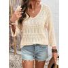 image:imageSHEWIN Womens Spring Tops Crochet 34 Length Sleeve Pullover Sweater Oversized Summer Shirts Trendy Beach Vacation ClothesBeige
