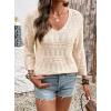 image:imageSHEWIN Womens Spring Tops Crochet 34 Length Sleeve Pullover Sweater Oversized Summer Shirts Trendy Beach Vacation ClothesBeige