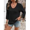 image:imageSHEWIN Womens Spring Tops Crochet 34 Length Sleeve Pullover Sweater Oversized Summer Shirts Trendy Beach Vacation ClothesBlack