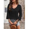 image:imageSHEWIN Womens Spring Tops Crochet 34 Length Sleeve Pullover Sweater Oversized Summer Shirts Trendy Beach Vacation ClothesBlack