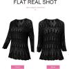 image:imageSHEWIN Womens Spring Tops Crochet 34 Length Sleeve Pullover Sweater Oversized Summer Shirts Trendy Beach Vacation ClothesBlack