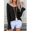 image:imageSHEWIN Womens Spring Tops Crochet 34 Length Sleeve Pullover Sweater Oversized Summer Shirts Trendy Beach Vacation ClothesBlack