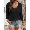 image:imageSHEWIN Womens Spring Tops Crochet 34 Length Sleeve Pullover Sweater Oversized Summer Shirts Trendy Beach Vacation ClothesBlack