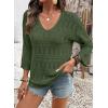 image:imageSHEWIN Womens Spring Tops Crochet 34 Length Sleeve Pullover Sweater Oversized Summer Shirts Trendy Beach Vacation ClothesGreen