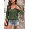 image:imageSHEWIN Womens Spring Tops Crochet 34 Length Sleeve Pullover Sweater Oversized Summer Shirts Trendy Beach Vacation ClothesGreen